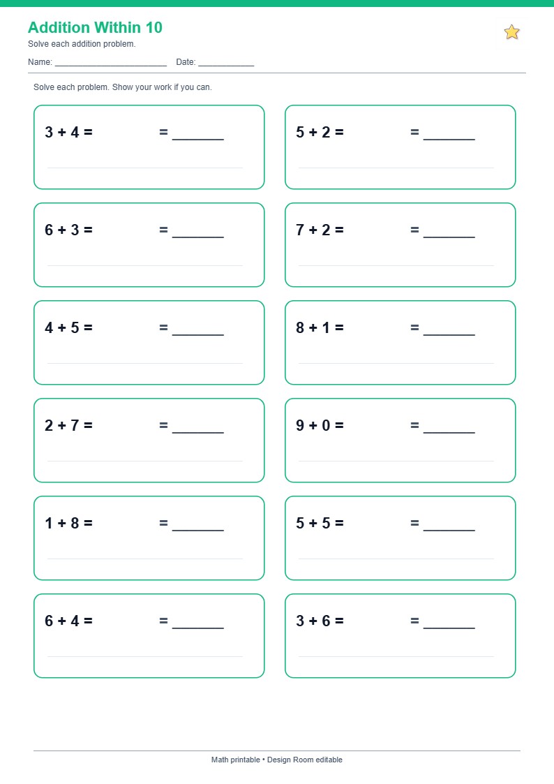 Addition Within 10