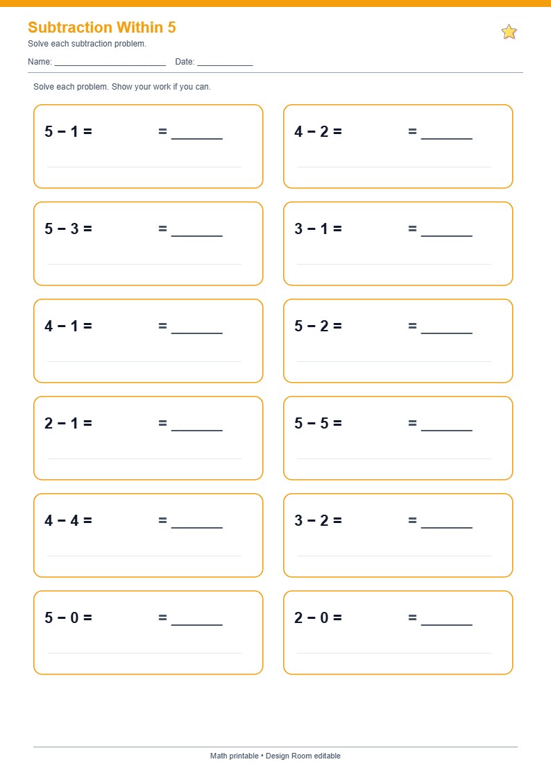 Subtraction Within 5
