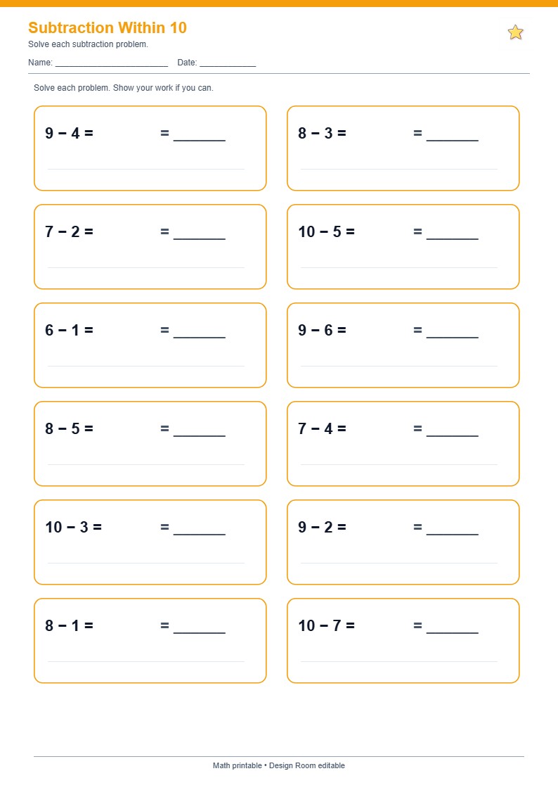 Subtraction Within 10