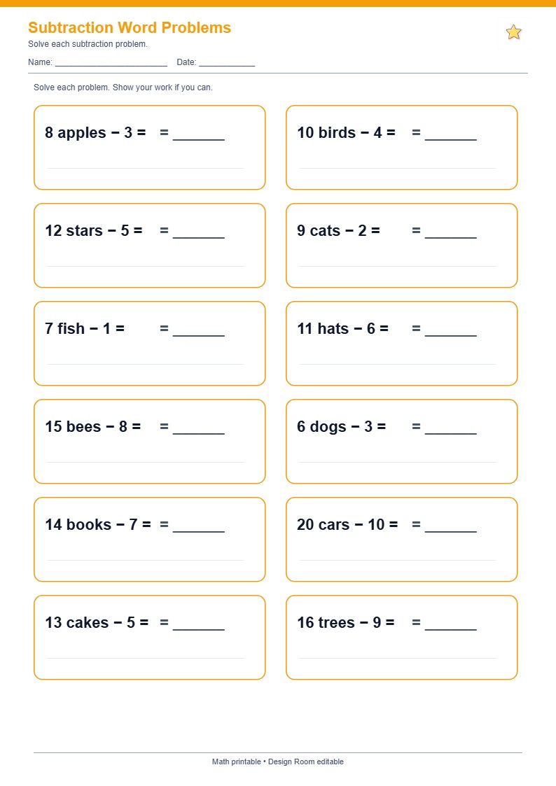 Subtraction Word Problems