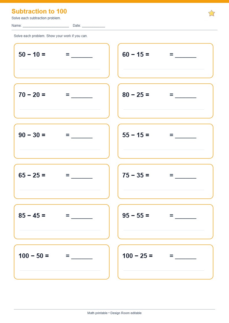 Subtraction to 100