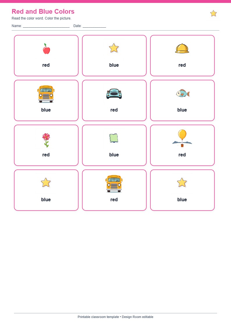 Red and Blue Colors — free printable template preview