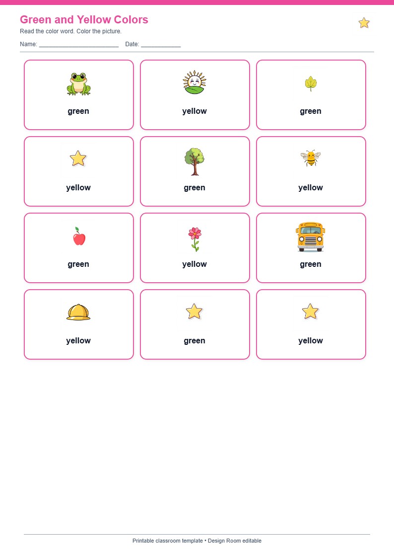 Green and Yellow Colors — free printable template preview