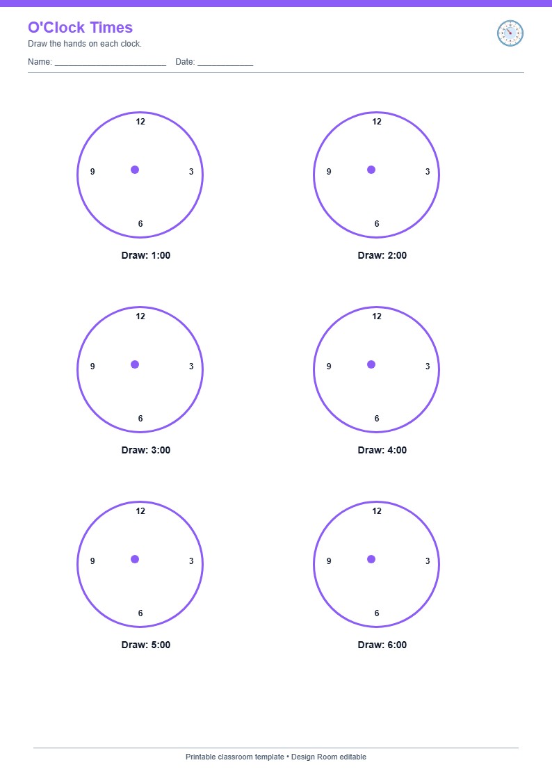 O'Clock Times — free printable template preview