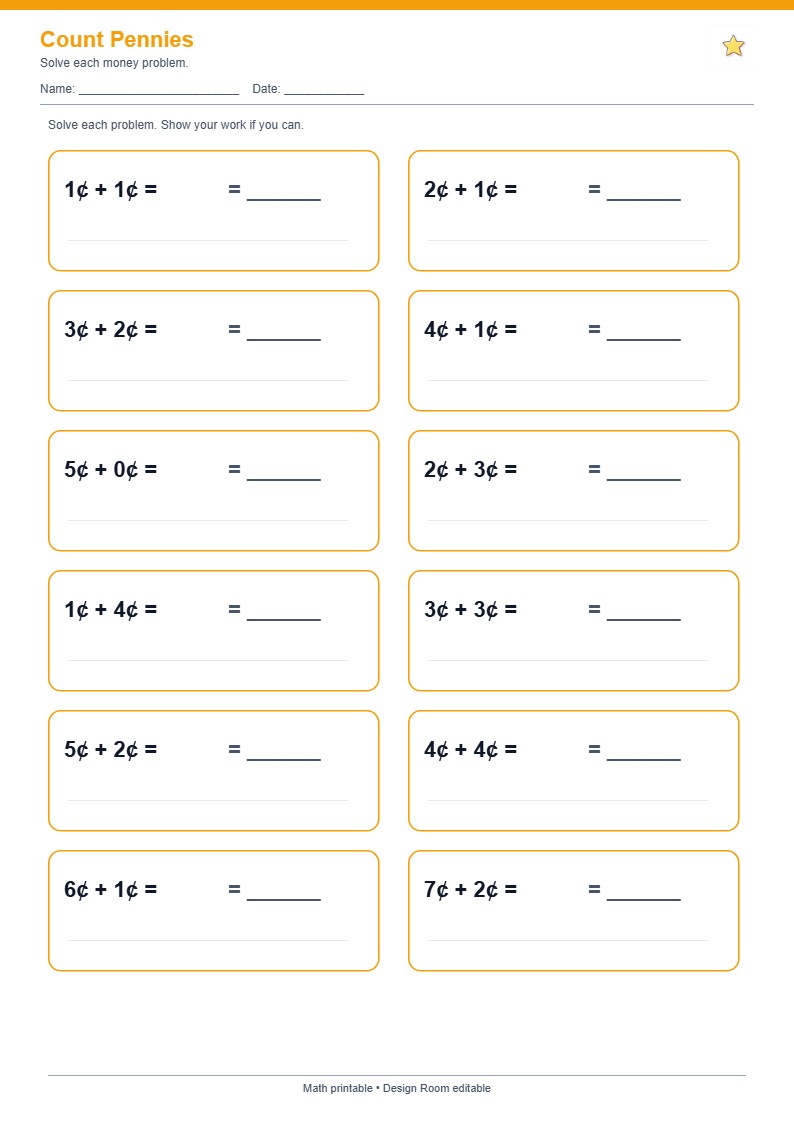 Count Pennies — free printable template preview