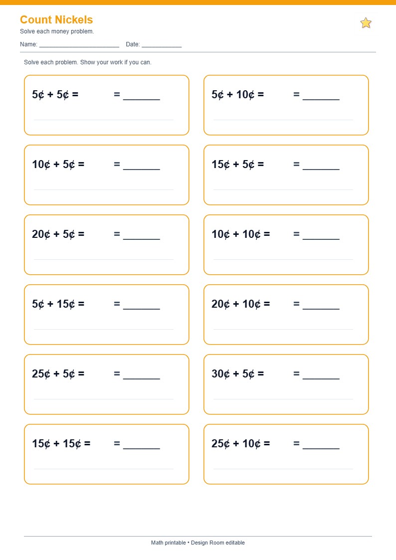 Count Nickels — free printable template preview