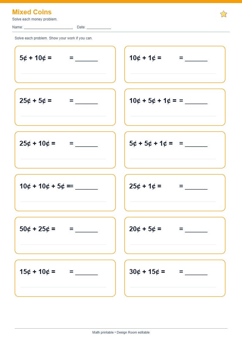 Mixed Coins — free printable template preview