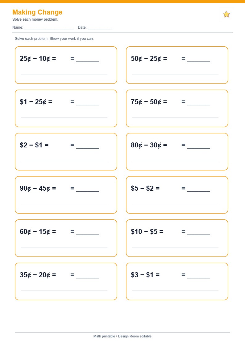 Making Change — free printable template preview