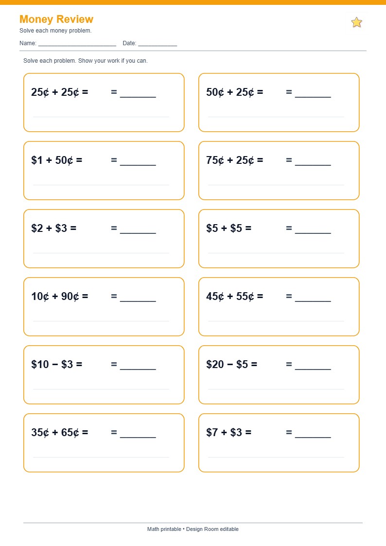 Money Review — free printable template preview