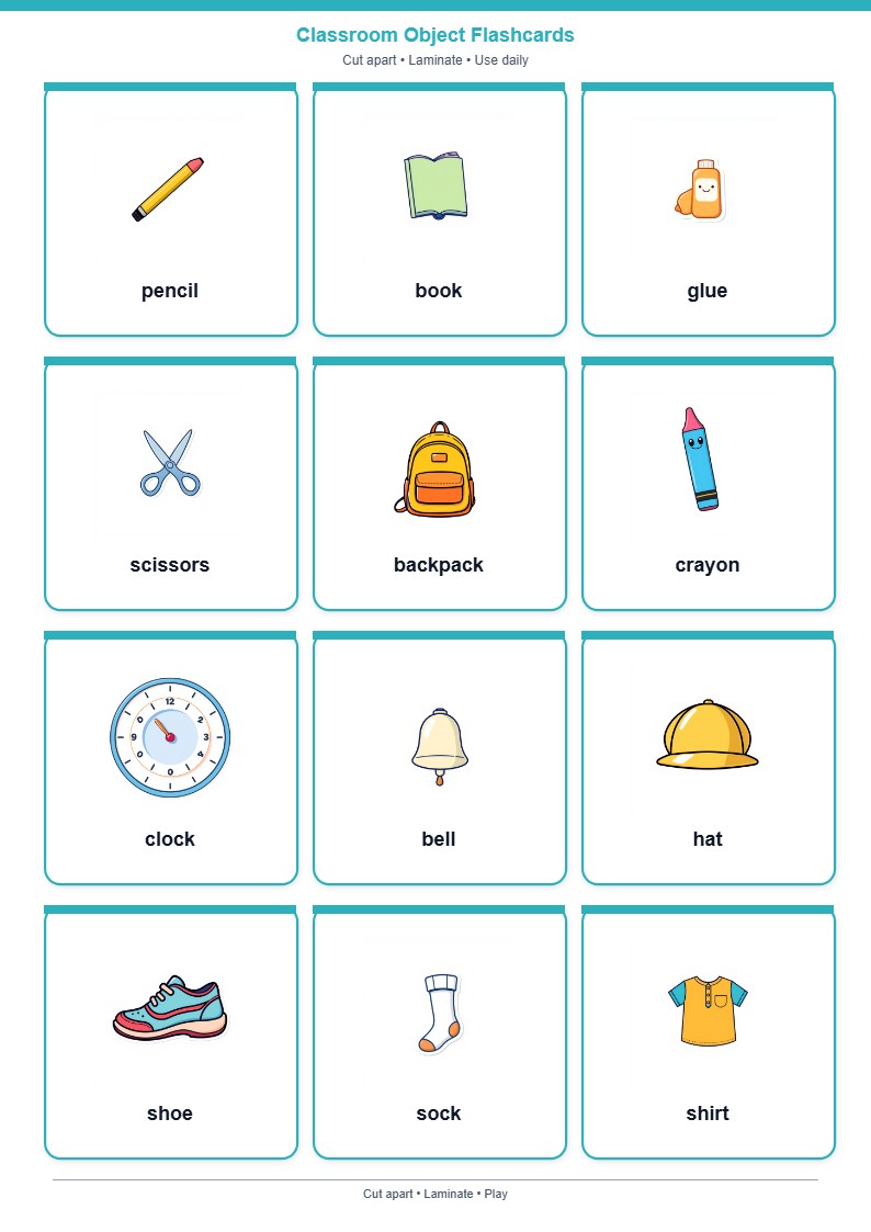Classroom Object Flashcards