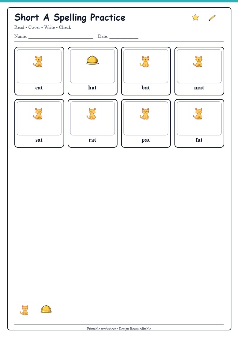 Short A Spelling Grid