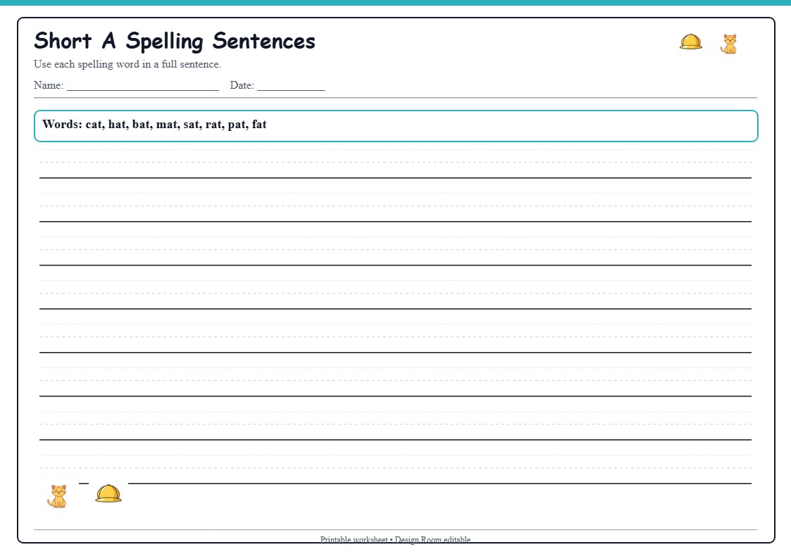 Short A Spelling Sentences