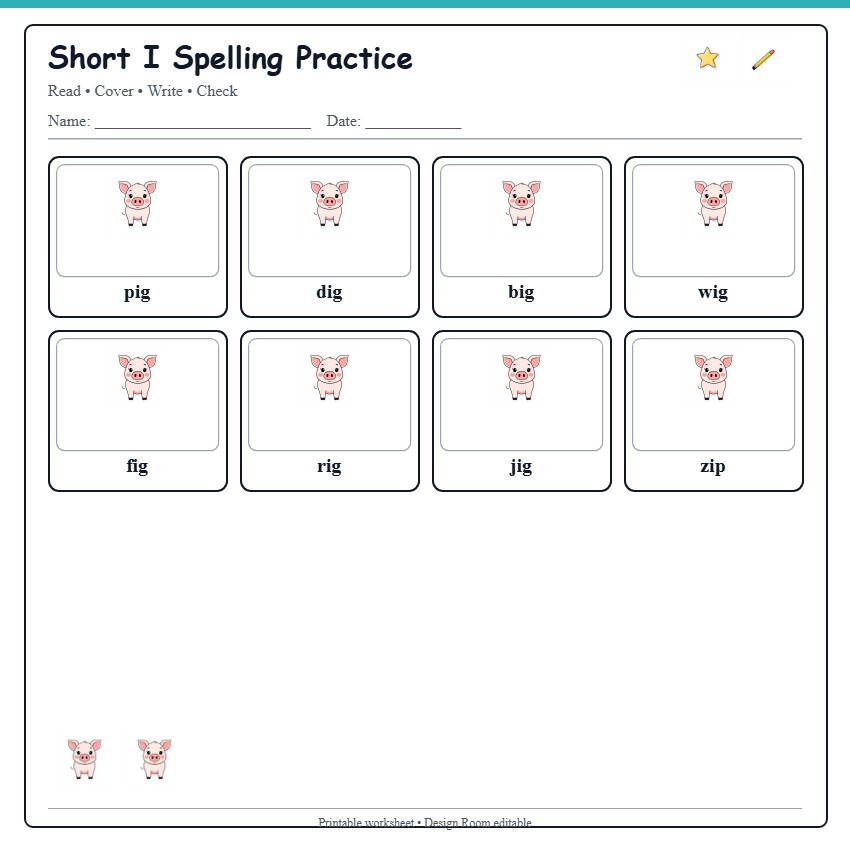 Short I Spelling Grid