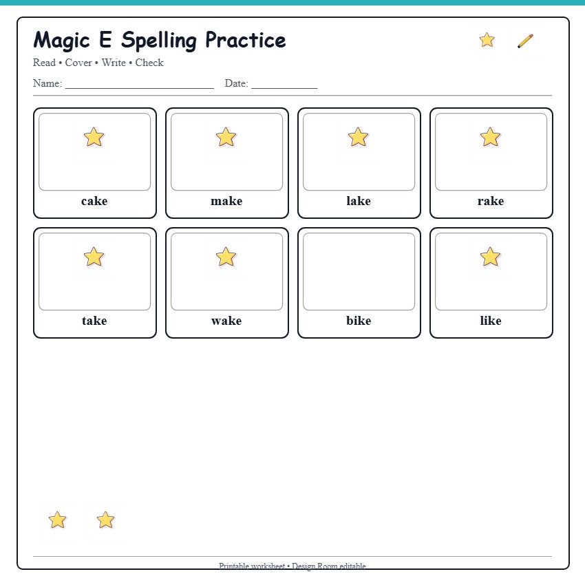 Magic E Spelling Grid