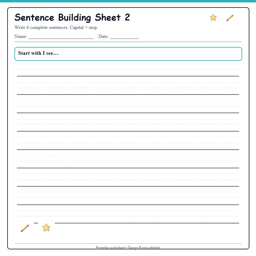 Sentence Building Sheet 2