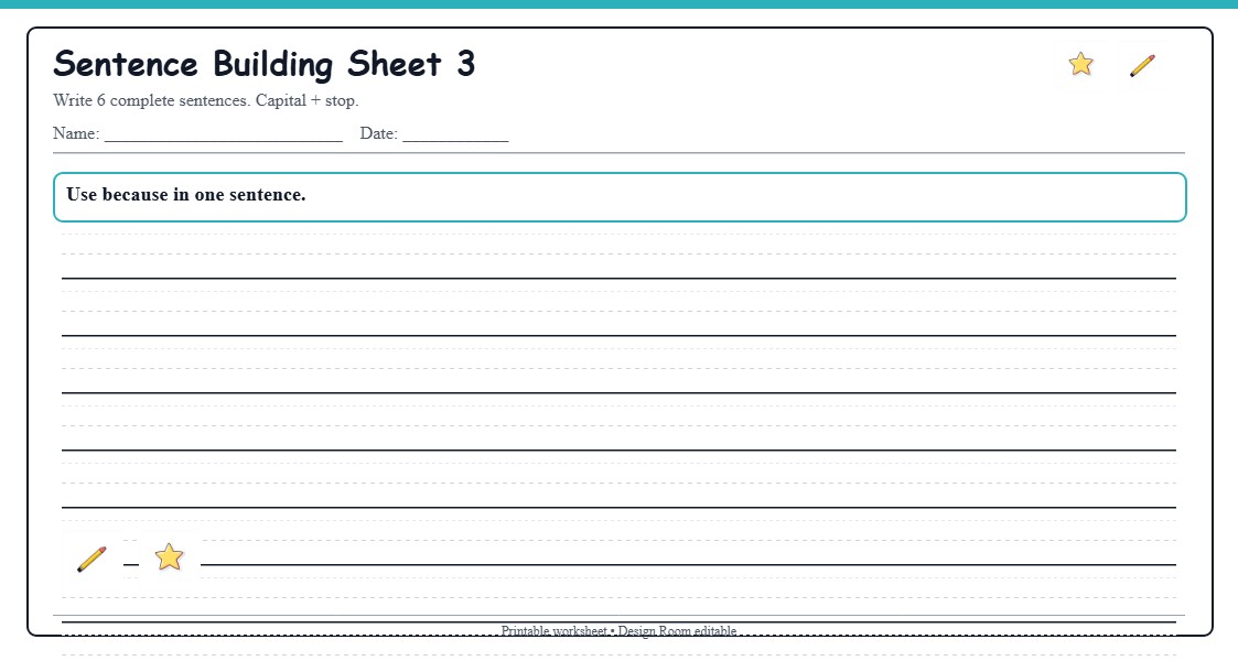 Sentence Building Sheet 3