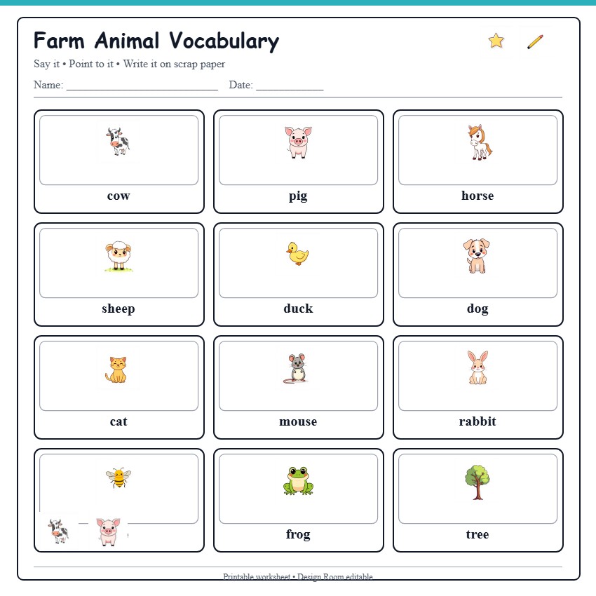 Farm Animal Vocabulary