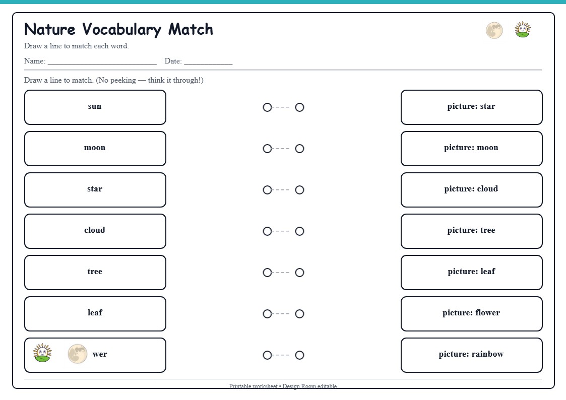 Nature Vocabulary Match