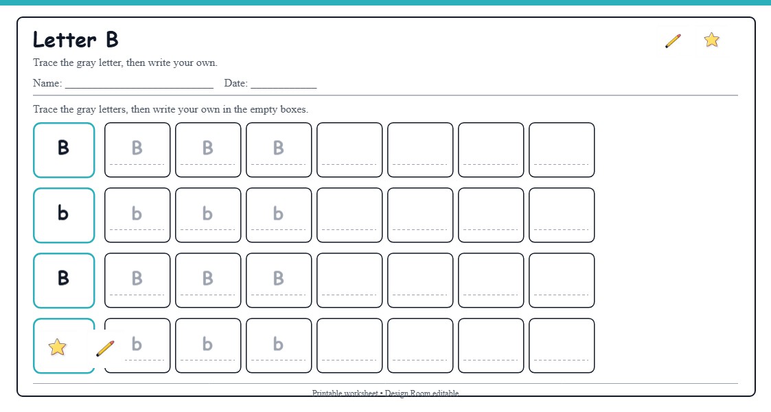 Letter B Beginner Page