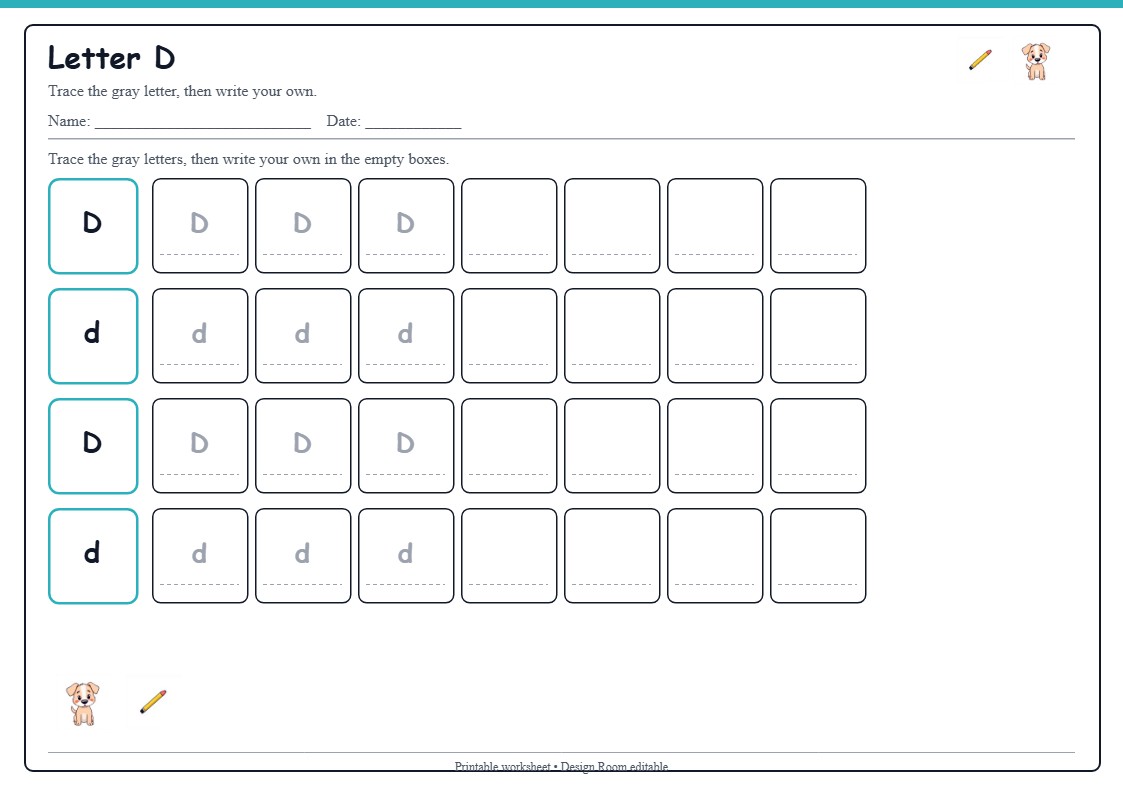 Letter D Beginner Page