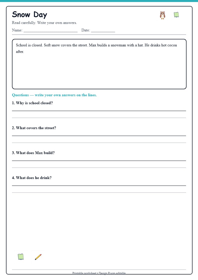 Snow Day — Comprehension