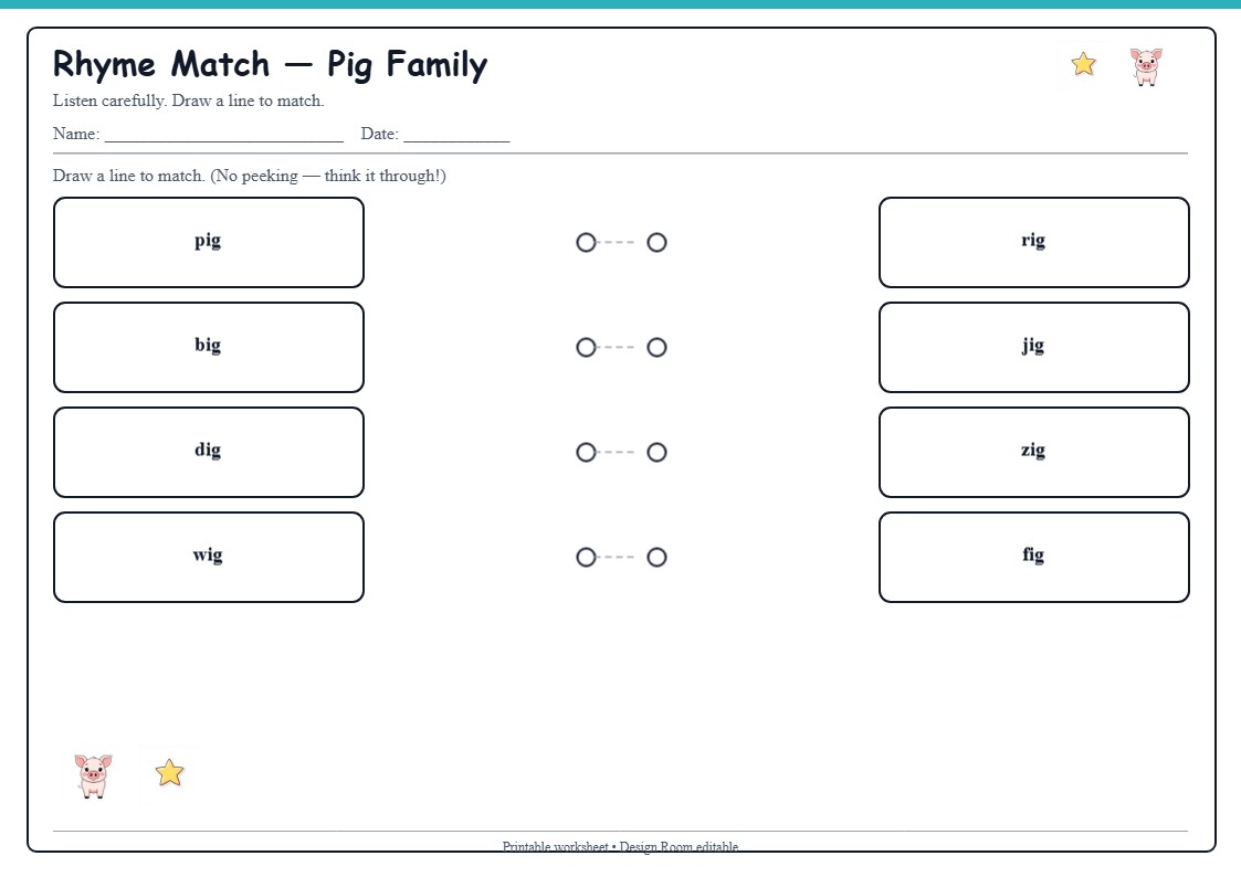 Rhyme Match — Pig Family