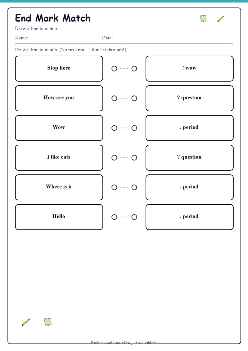 End Mark Match — free printable template preview