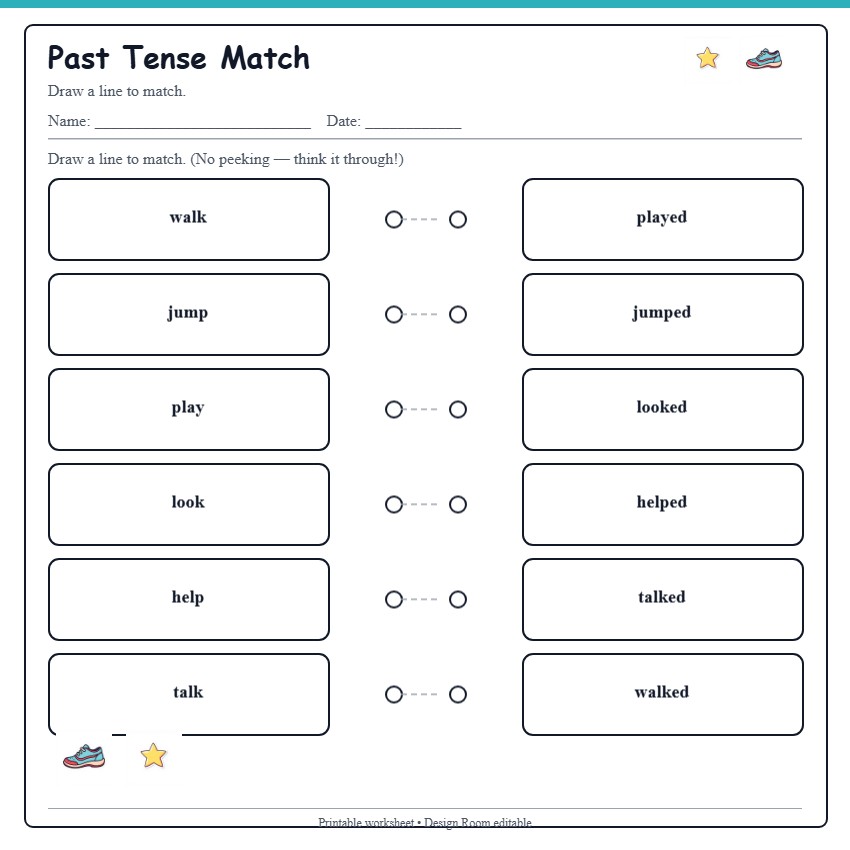 Past Tense Match — free printable template preview