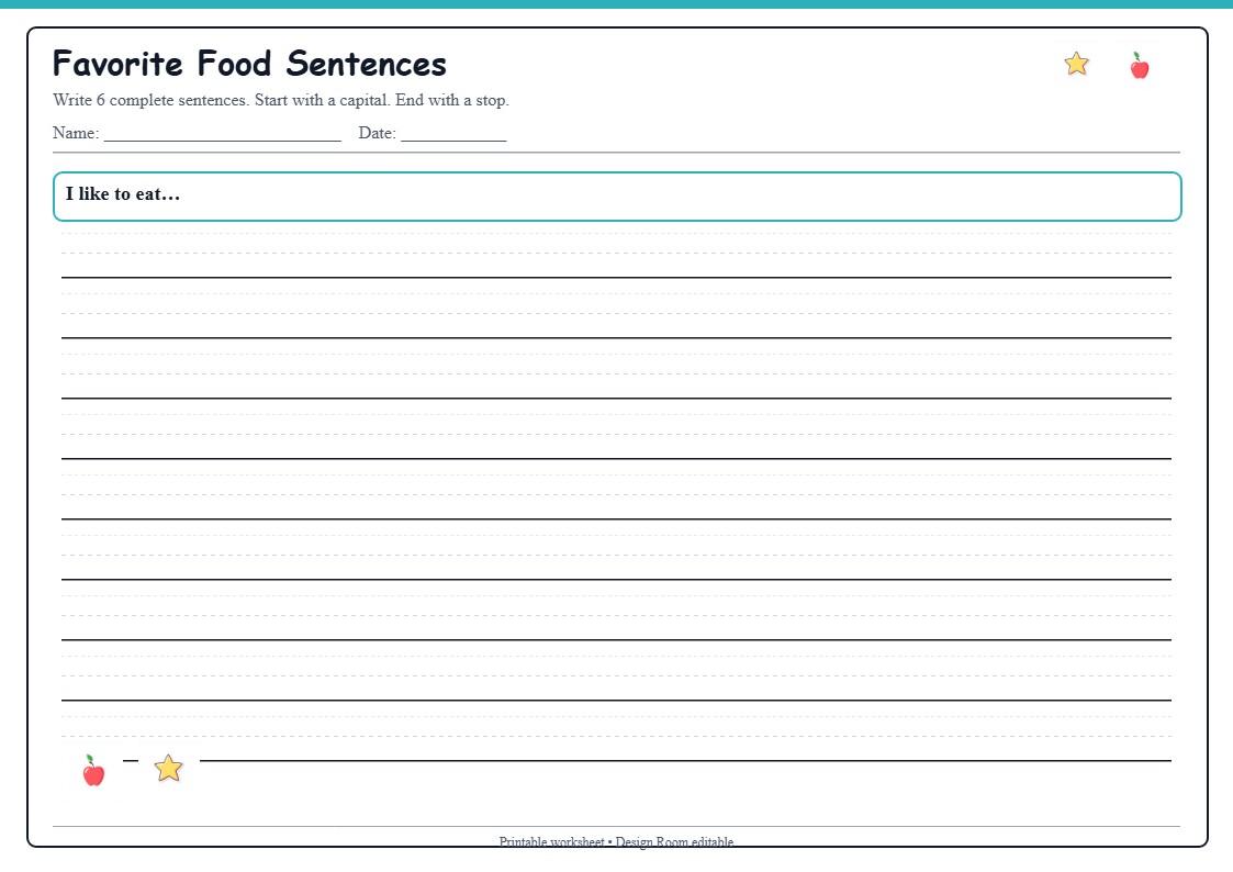 Favorite Food Sentences