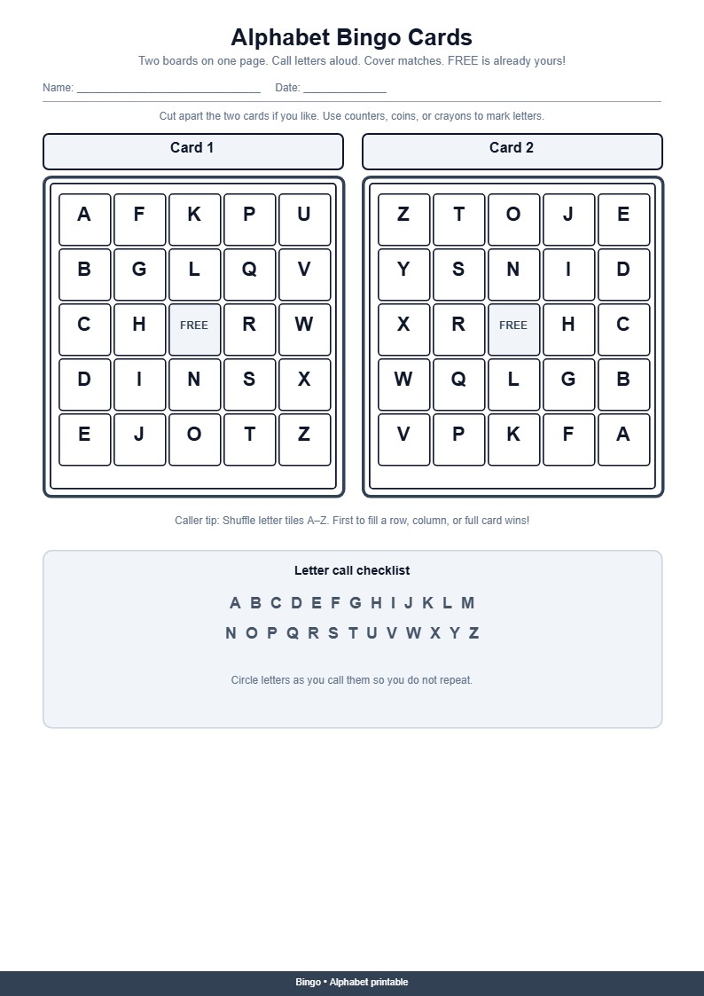 Alphabet Bingo Cards